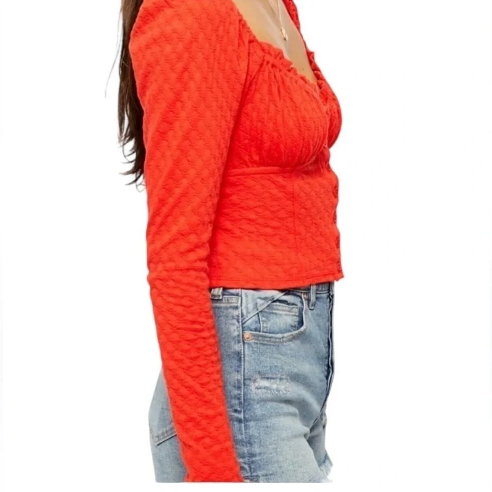 Free People Ladybug Long Sleeve Cropped Top Medium